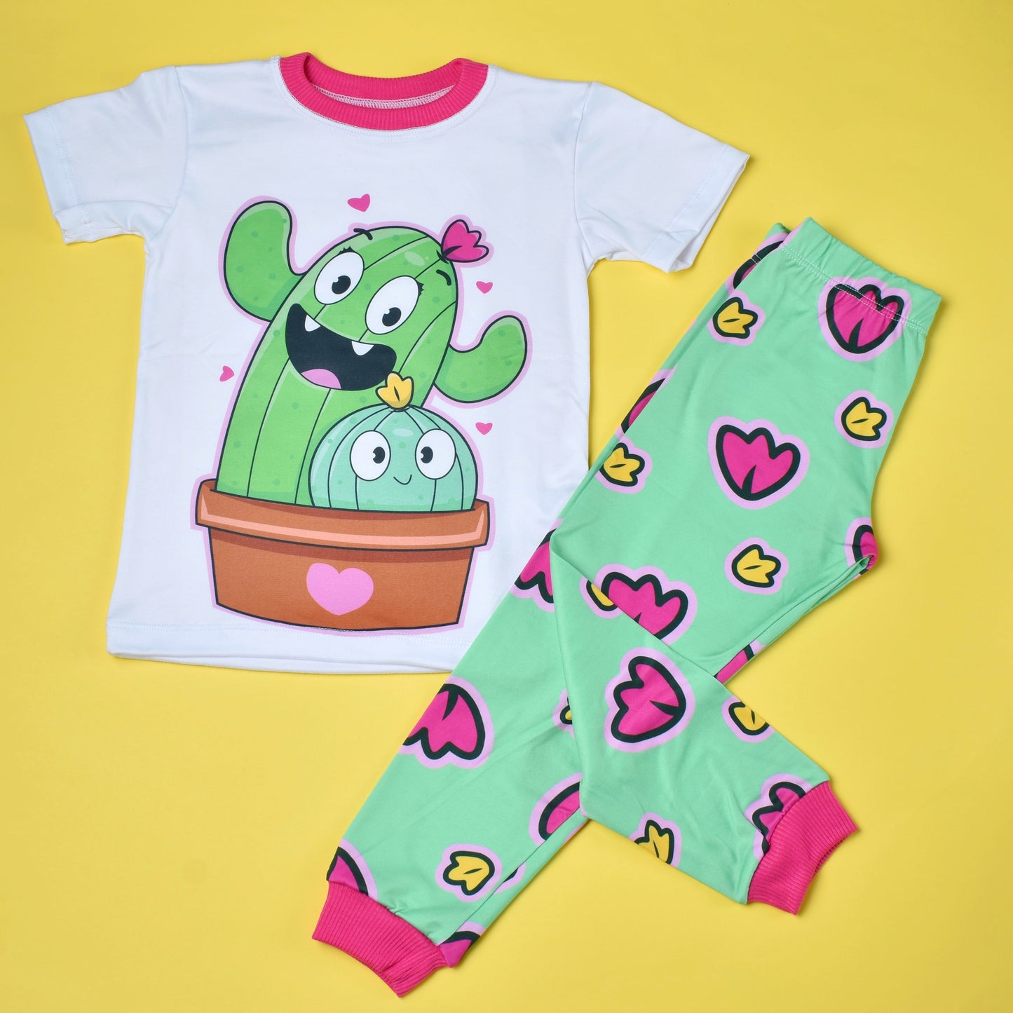Conjunto de pijama de manga corta de 2 piezas para niña y niño 